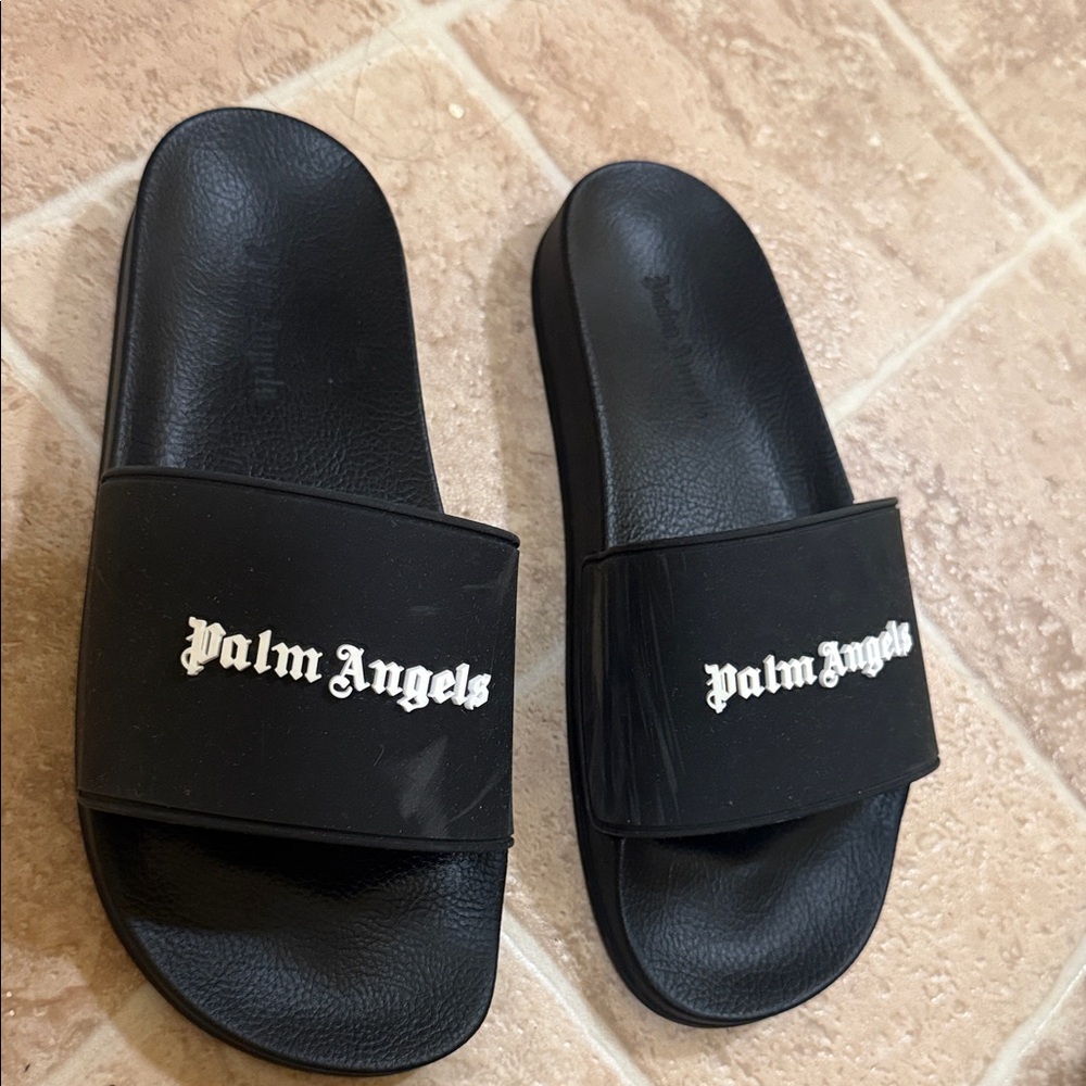 Palm Angels Black Logo Slides